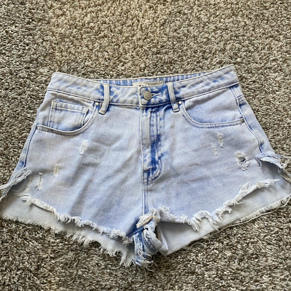 PACSUN Light Blue Distressed Denim Shorts